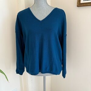 Women's Blue V-Neck Top